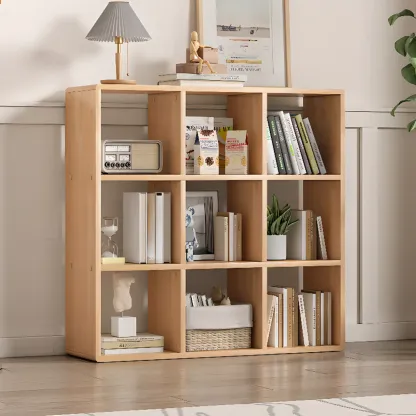 Modern Natural Wood Open Back Cube Storage Bookcase Image - 1