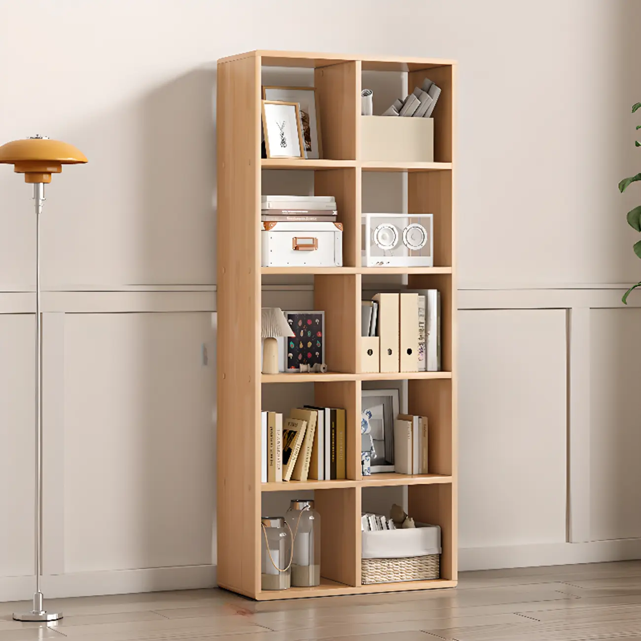 Modern Natural Wood Open Back Cube Storage Bookcase Image - 4 | homeyfad