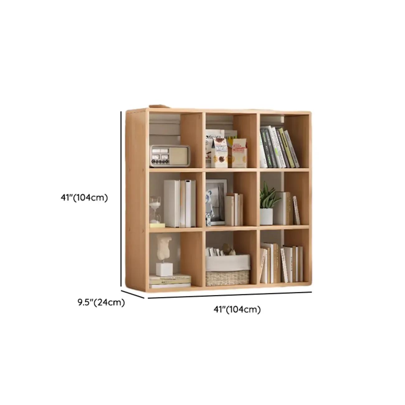 Modern Natural Wood Open Back Cube Storage Bookcase Image - 15