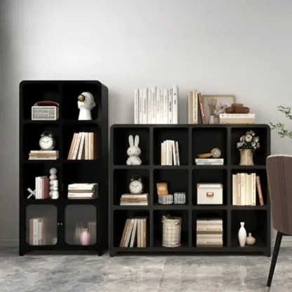 Simple Wooden Closed Back Bookcase in Black Image - 1