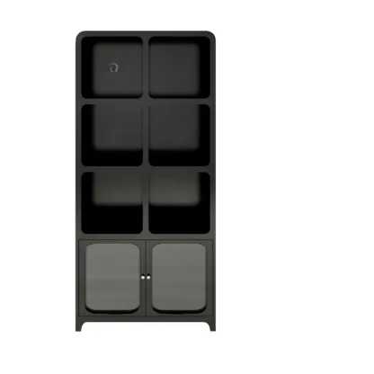 Simple Wooden Closed Back Bookcase in Black Image - 13