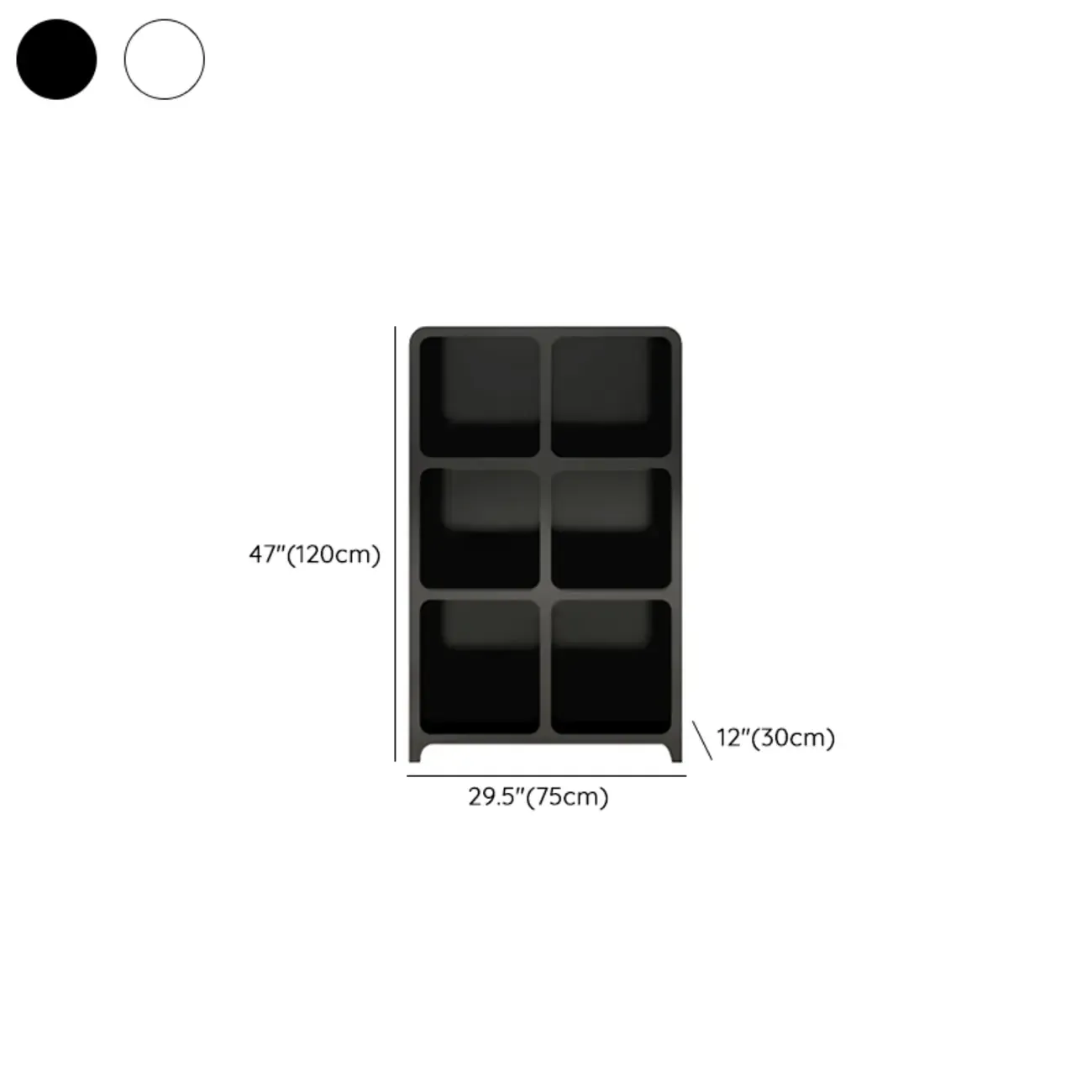 Simple Wooden Closed Back Bookcase in Black #size