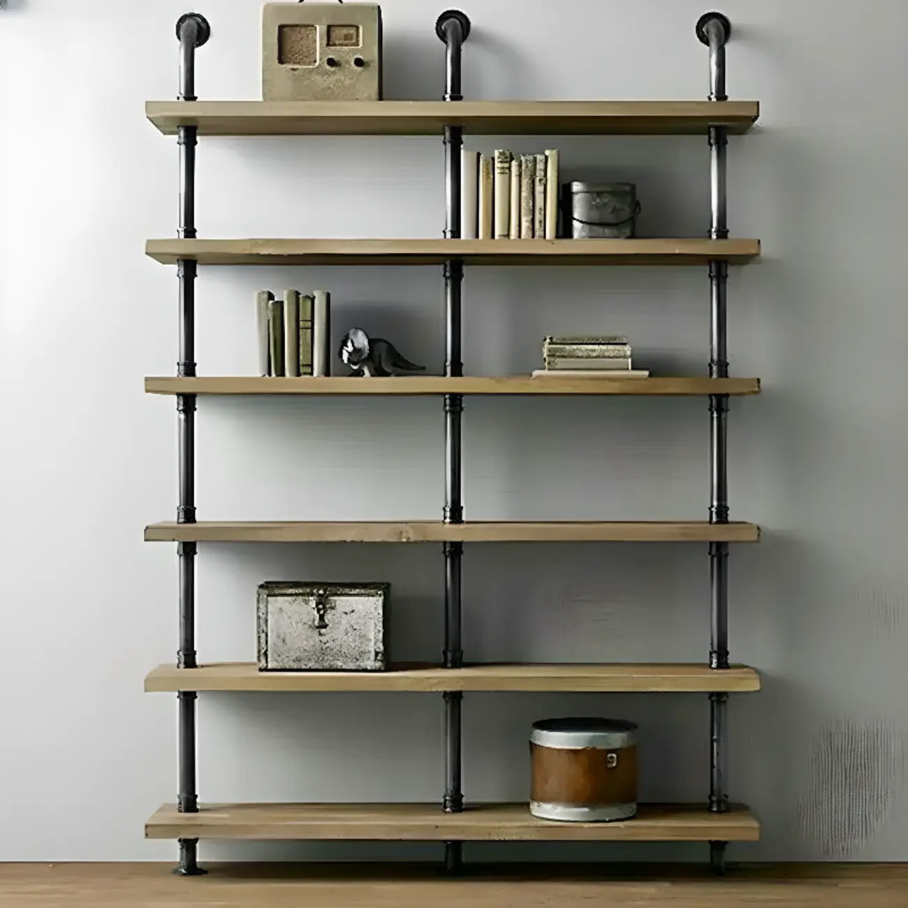 Etagere Brown Wood 6-Shelf Rectangle Open Bookcase Image - 1 | homeyfad