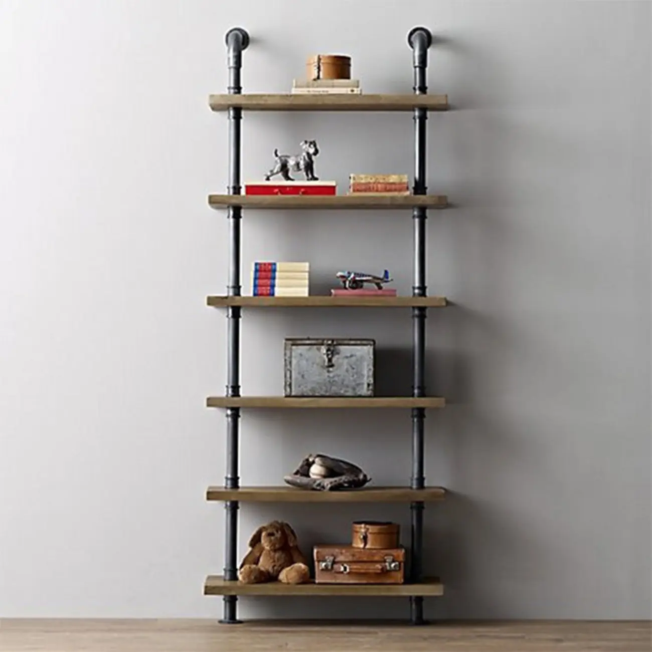 Etagere Brown Wood 6-Shelf Rectangle Open Bookcase Image - 3 | homeyfad