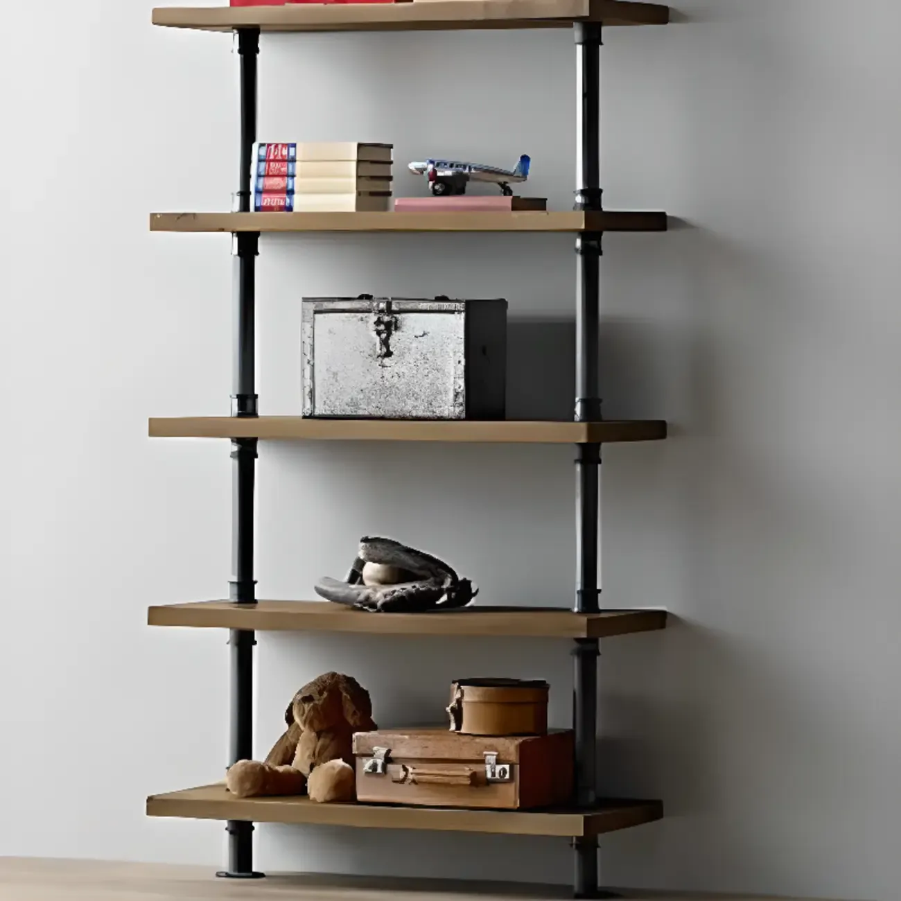 Etagere Brown Wood 6-Shelf Rectangle Open Bookcase Image - 6