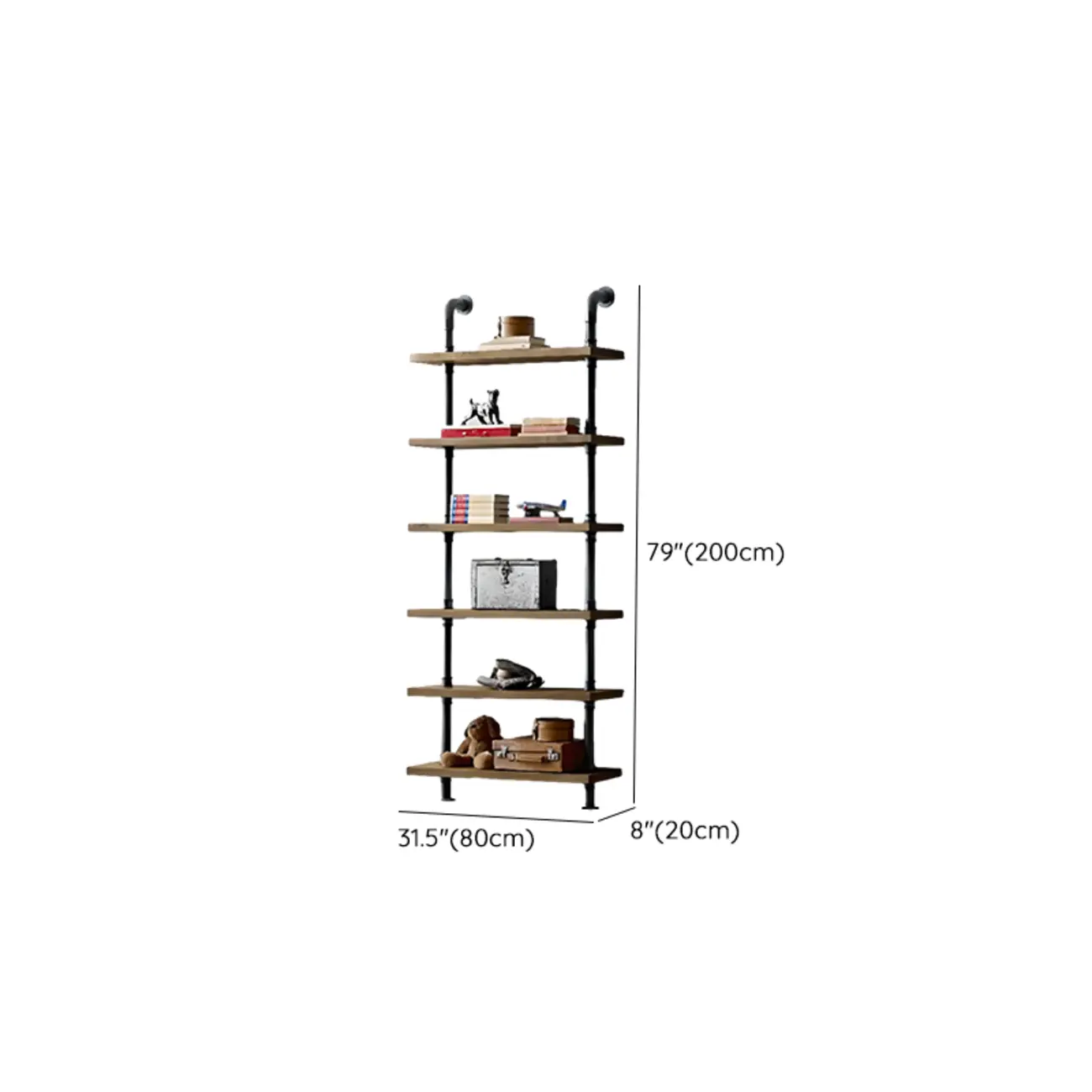 Etagere Brown Wood 6-Shelf Rectangle Open Bookcase Image - 10 | homeyfad