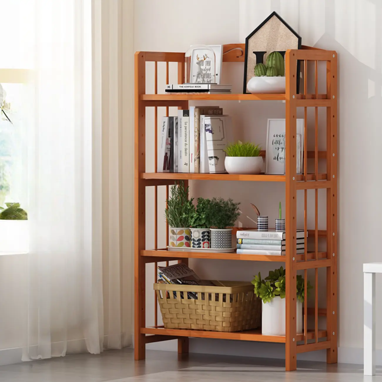 Minimalist Adjustable Vertical Open Back Wooden Bookshelves Image - 2 | homeyfad