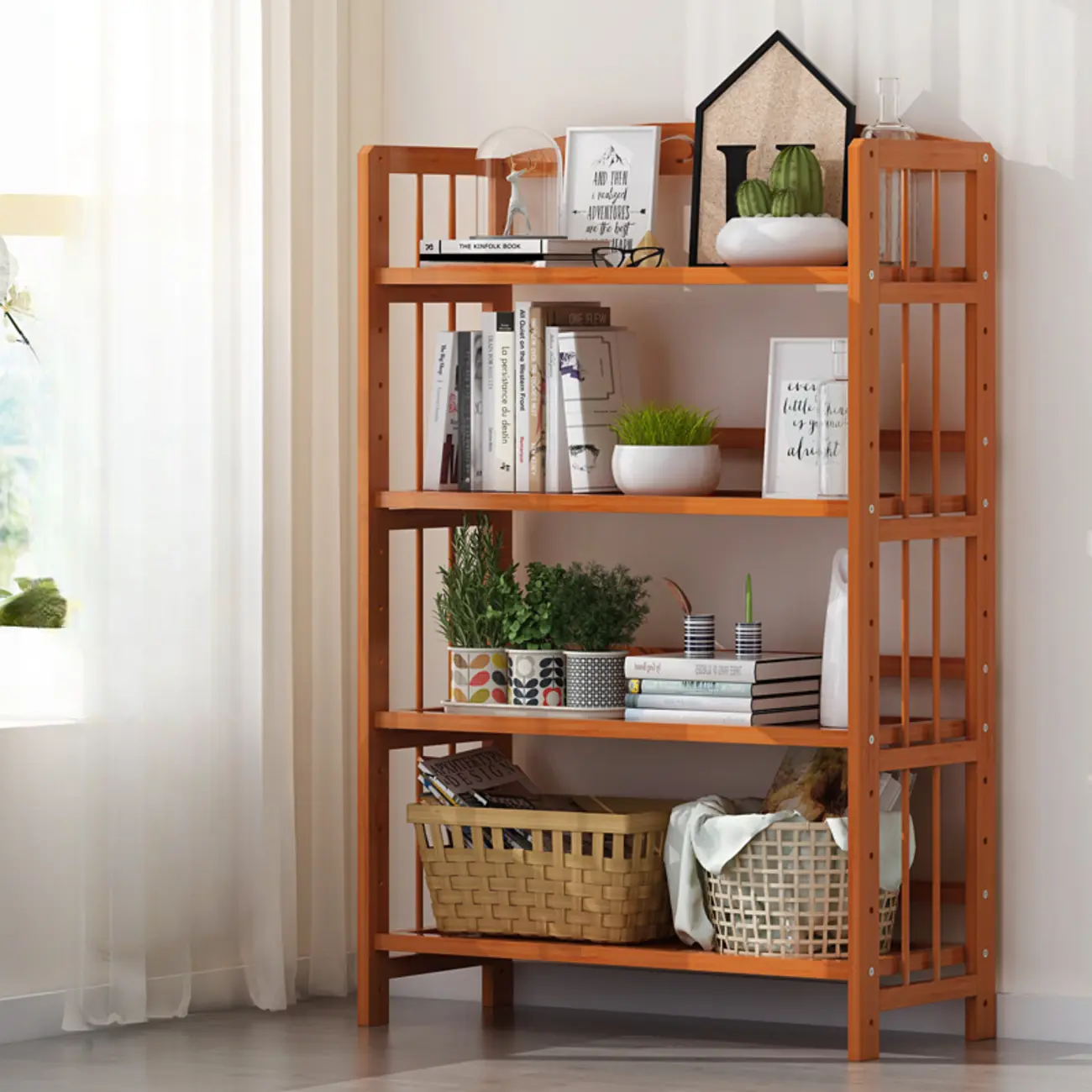 Minimalist Adjustable Vertical Open Back Wooden Bookshelves Image - 5 | homeyfad