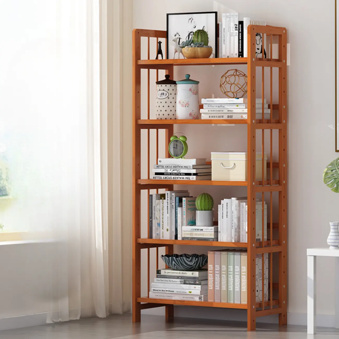 Minimalist Adjustable Vertical Open Back Wooden Bookshelves Image - 6 | homeyfad