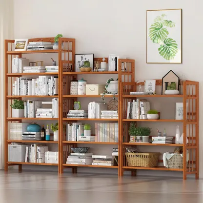 Minimalist Adjustable Vertical Open Back Wooden Bookshelves Image - 1