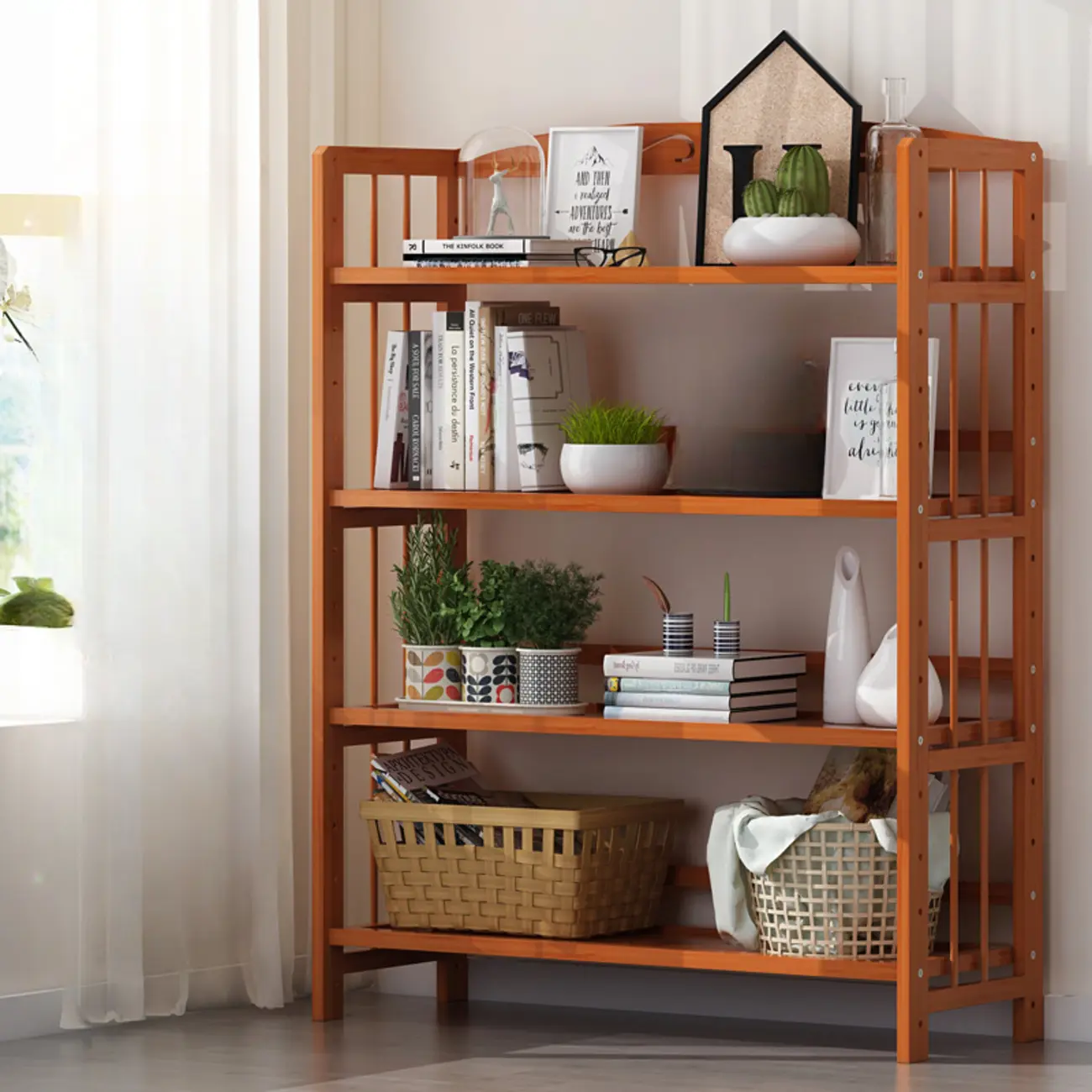 Minimalist Adjustable Vertical Open Back Wooden Bookshelves Image - 7 | homeyfad