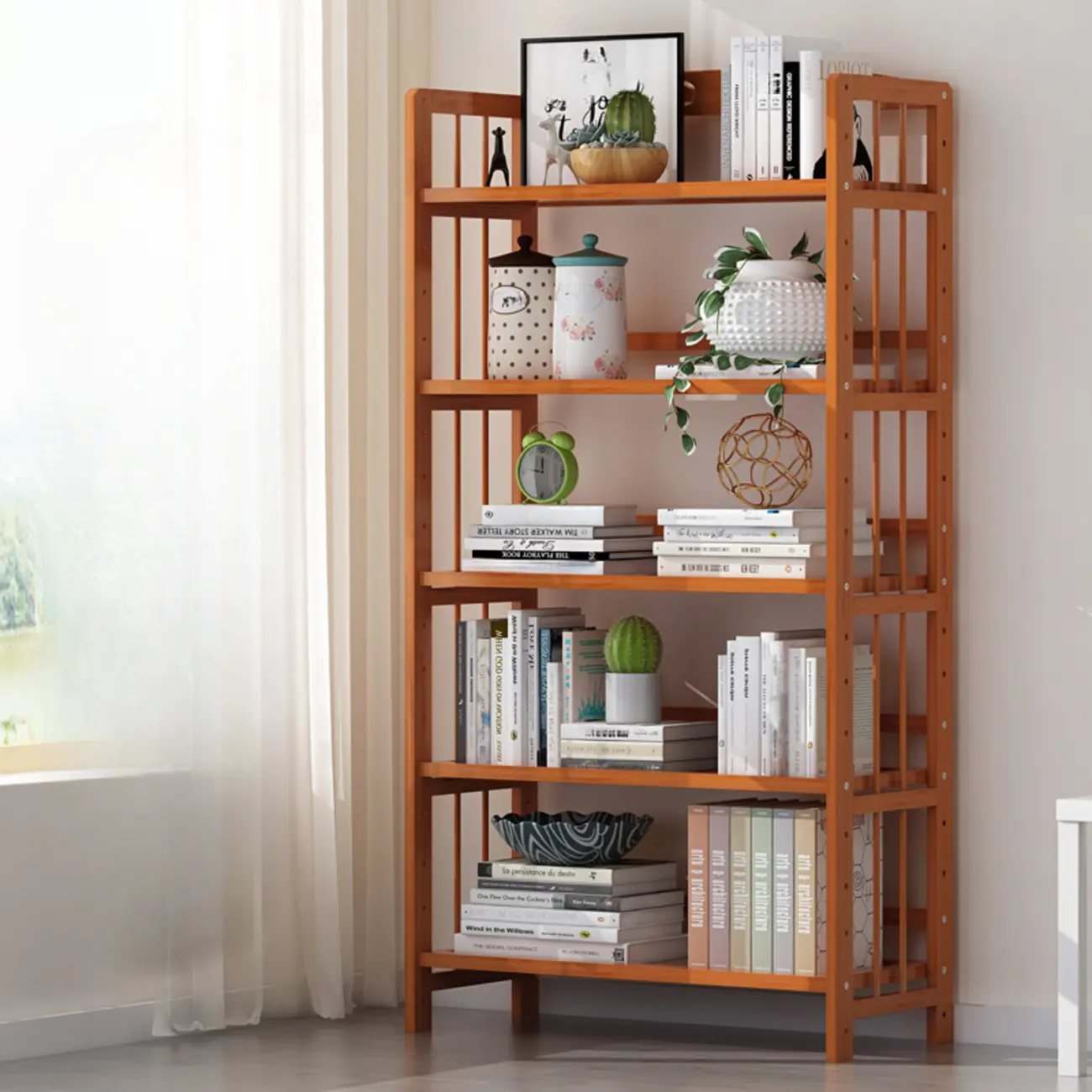Minimalist Adjustable Vertical Open Back Wooden Bookshelves Image - 9 | homeyfad