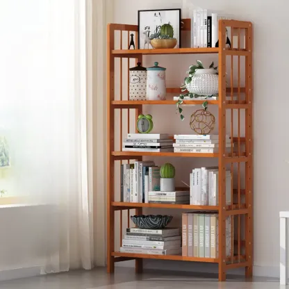 Minimalist Adjustable Vertical Open Back Wooden Bookshelves Image - 9