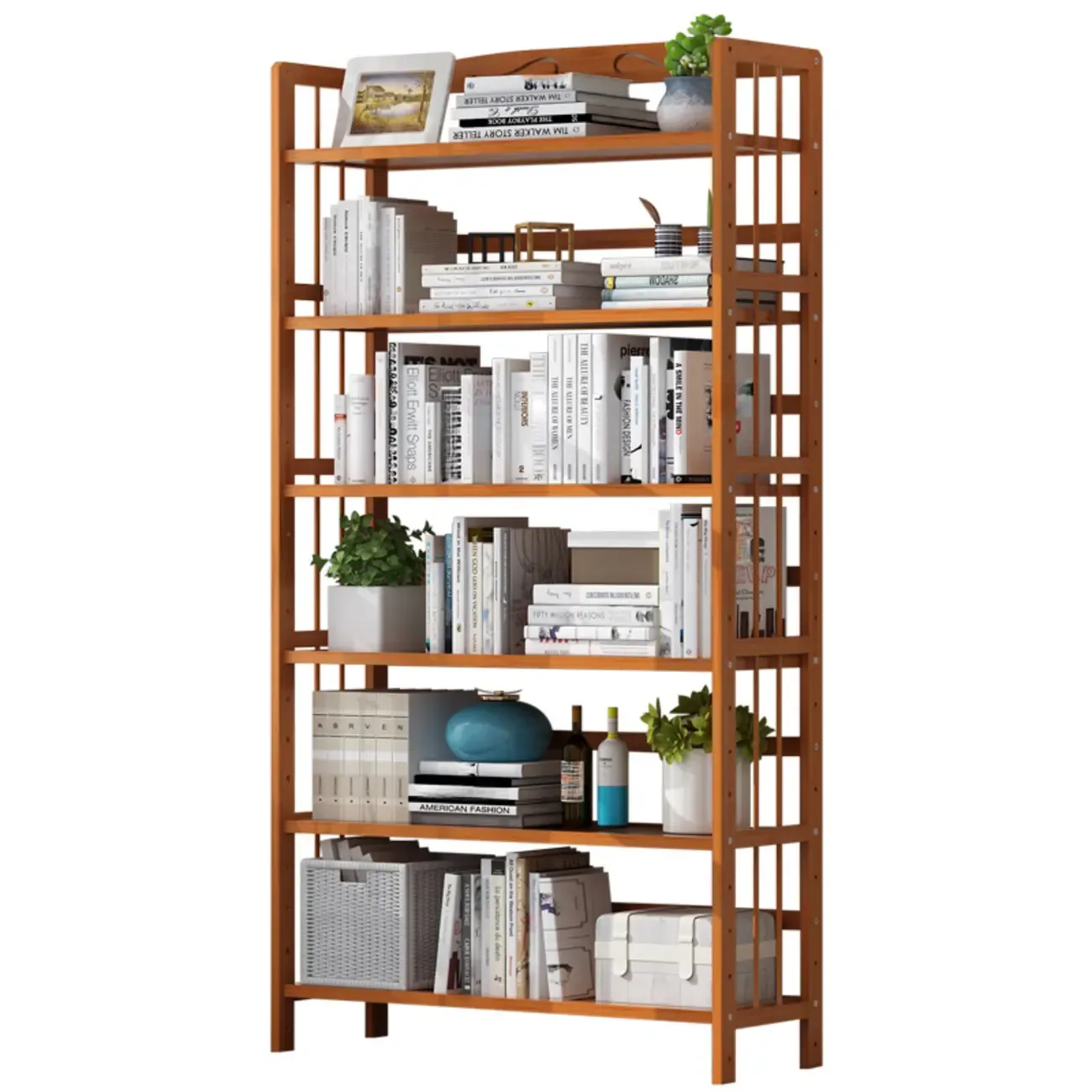 Minimalist Adjustable Vertical Open Back Wooden Bookshelves Image - 4