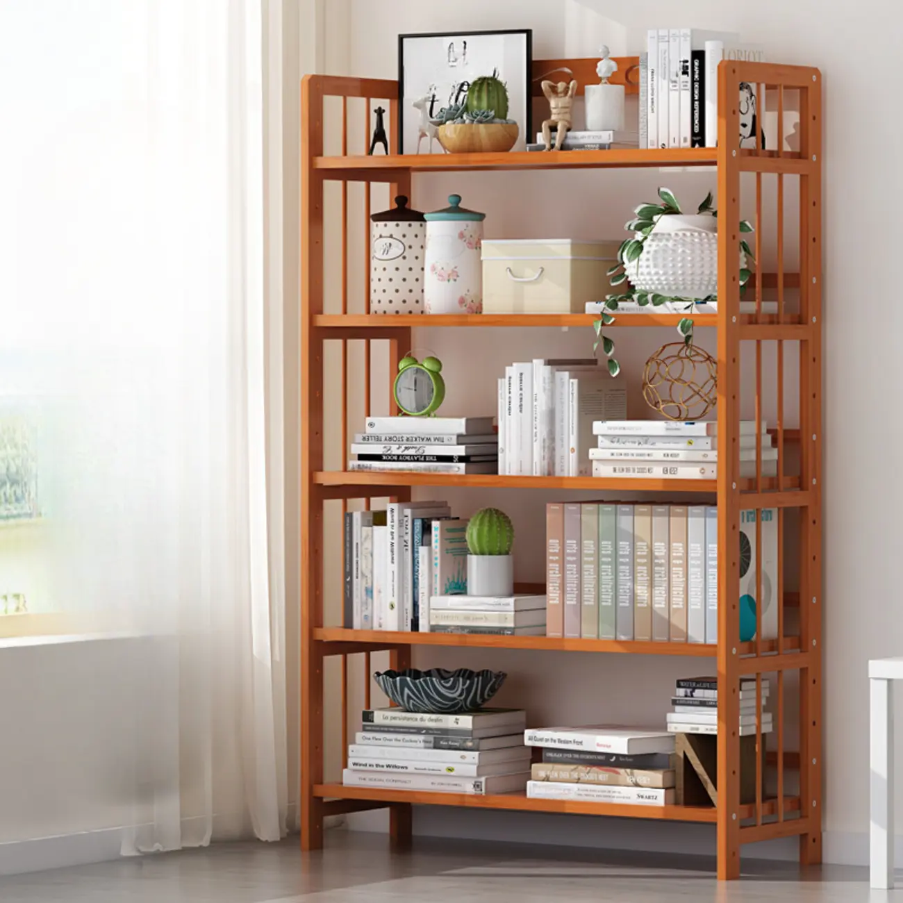 Minimalist Adjustable Vertical Open Back Wooden Bookshelves Image - 11 | homeyfad