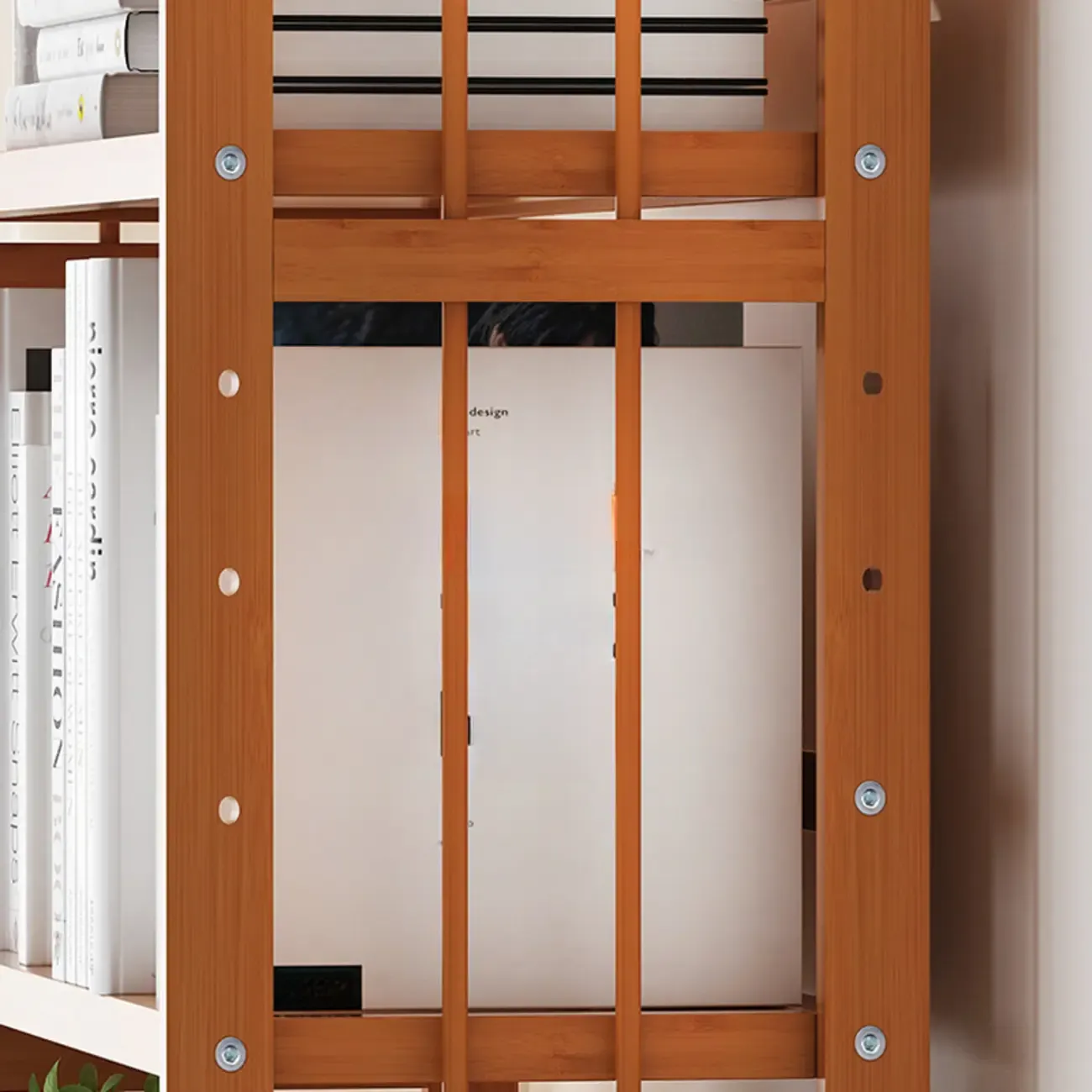 Minimalist Adjustable Vertical Open Back Wooden Bookshelves Image - 12