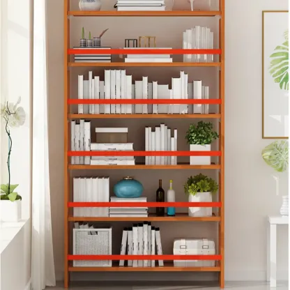 Minimalist Adjustable Vertical Open Back Wooden Bookshelves Image - 16
