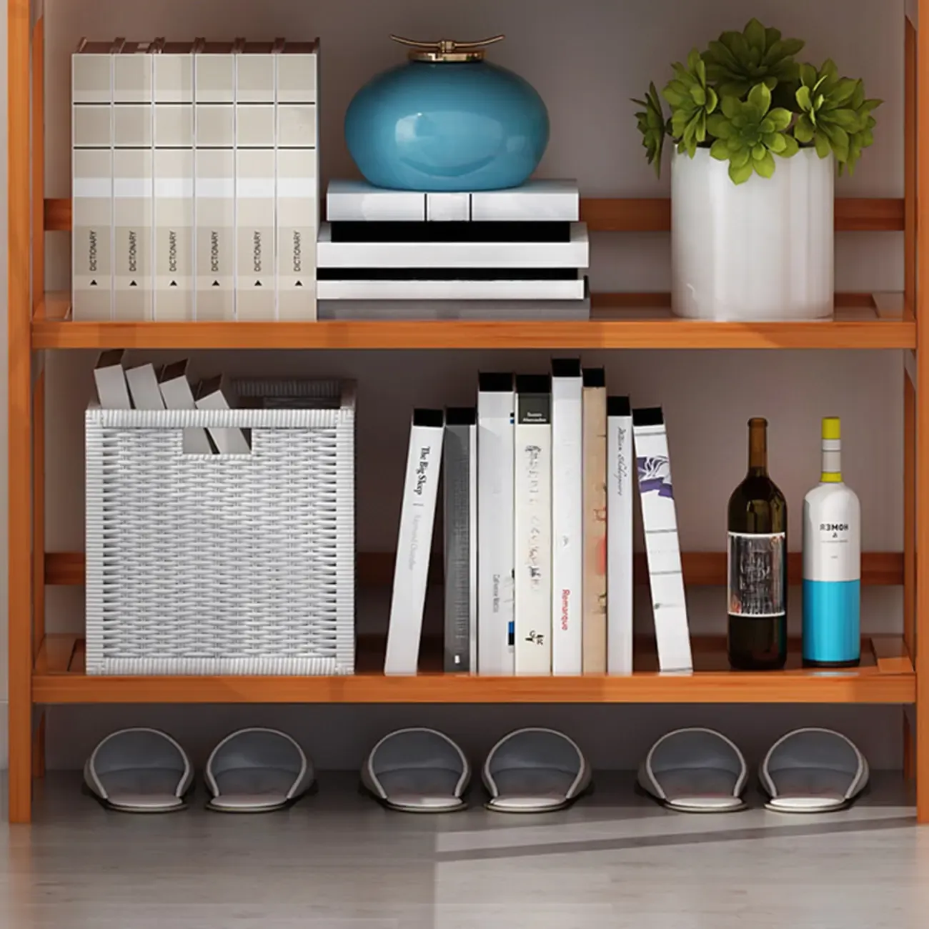 Minimalist Adjustable Vertical Open Back Wooden Bookshelves Image - 17