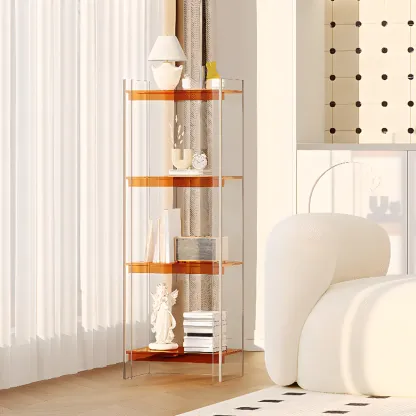 Minimalism Clear Acrylic 4-Tier Vertical Narrow Bookcase Image - 4