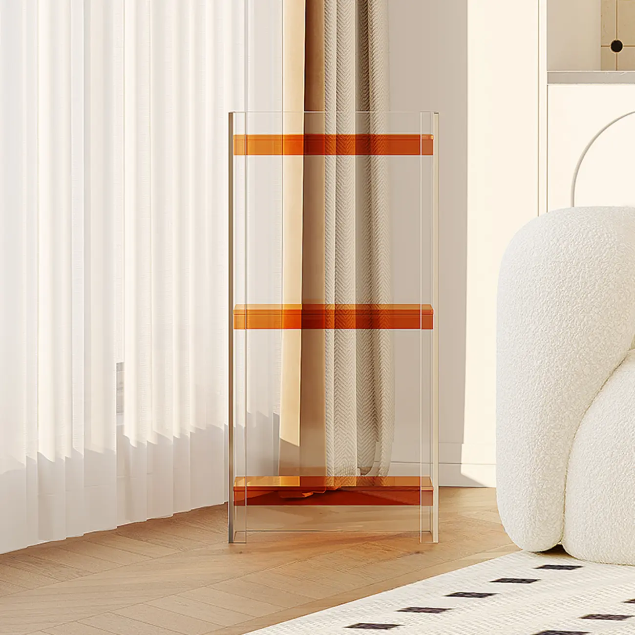 Minimalism Clear Acrylic 4-Tier Vertical Narrow Bookcase Image - 5 | homeyfad