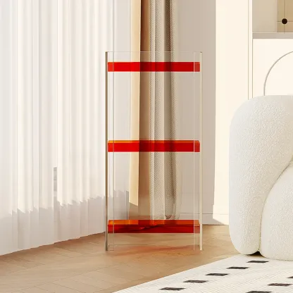 Minimalism Clear Acrylic 4-Tier Vertical Narrow Bookcase Image - 11