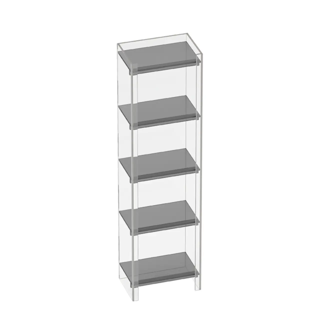 Minimalism Clear Acrylic 4-Tier Vertical Narrow Bookcase Image - 29 | homeyfad