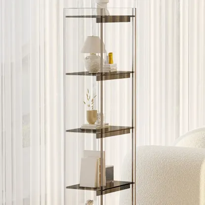 Minimalism Clear Acrylic 4-Tier Vertical Narrow Bookcase Image - 17