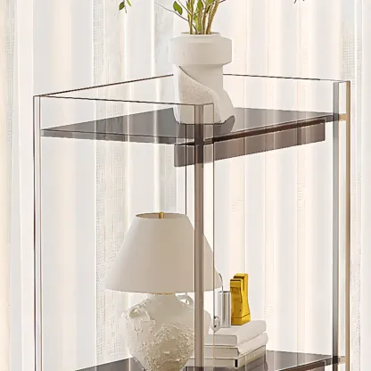 Minimalism Clear Acrylic 4-Tier Vertical Narrow Bookcase Image - 3