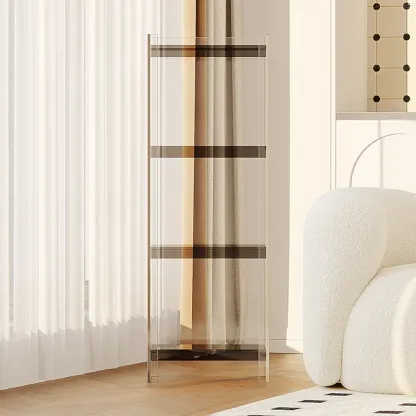 Minimalism Clear Acrylic 4-Tier Vertical Narrow Bookcase Image - 18