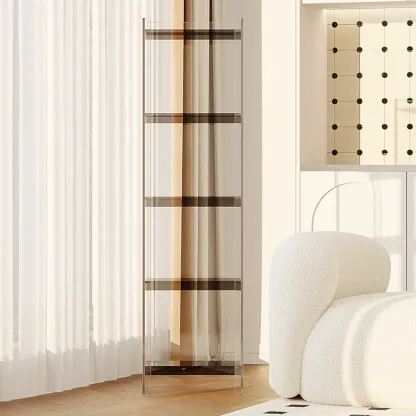 Minimalism Clear Acrylic 4-Tier Vertical Narrow Bookcase Image - 19