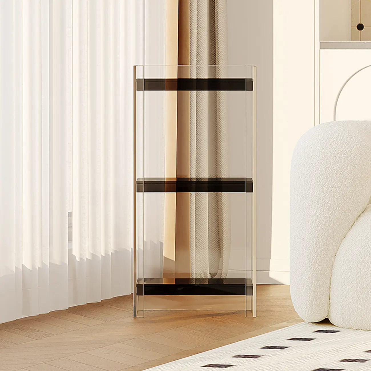 Minimalism Clear Acrylic 4-Tier Vertical Narrow Bookcase Image - 20 | homeyfad