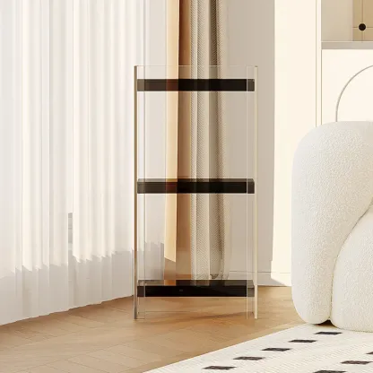 Minimalism Clear Acrylic 4-Tier Vertical Narrow Bookcase Image - 20