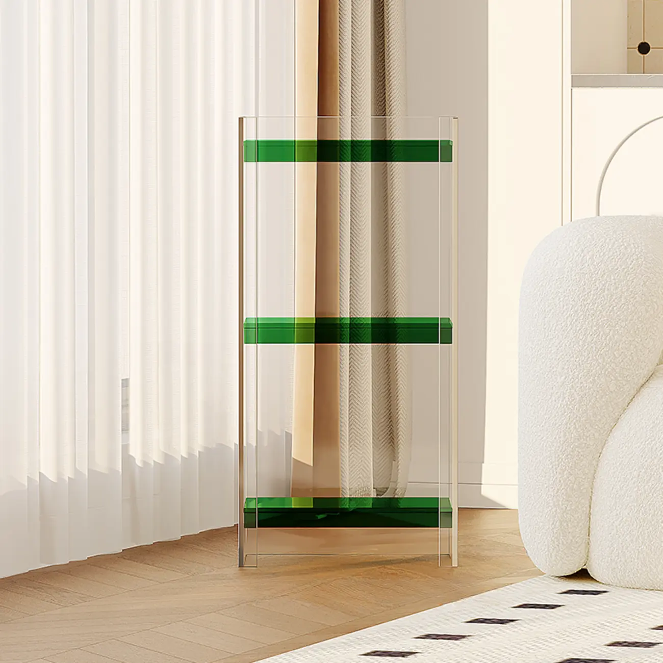 Minimalism Clear Acrylic 4-Tier Vertical Narrow Bookcase Image - 23 | homeyfad