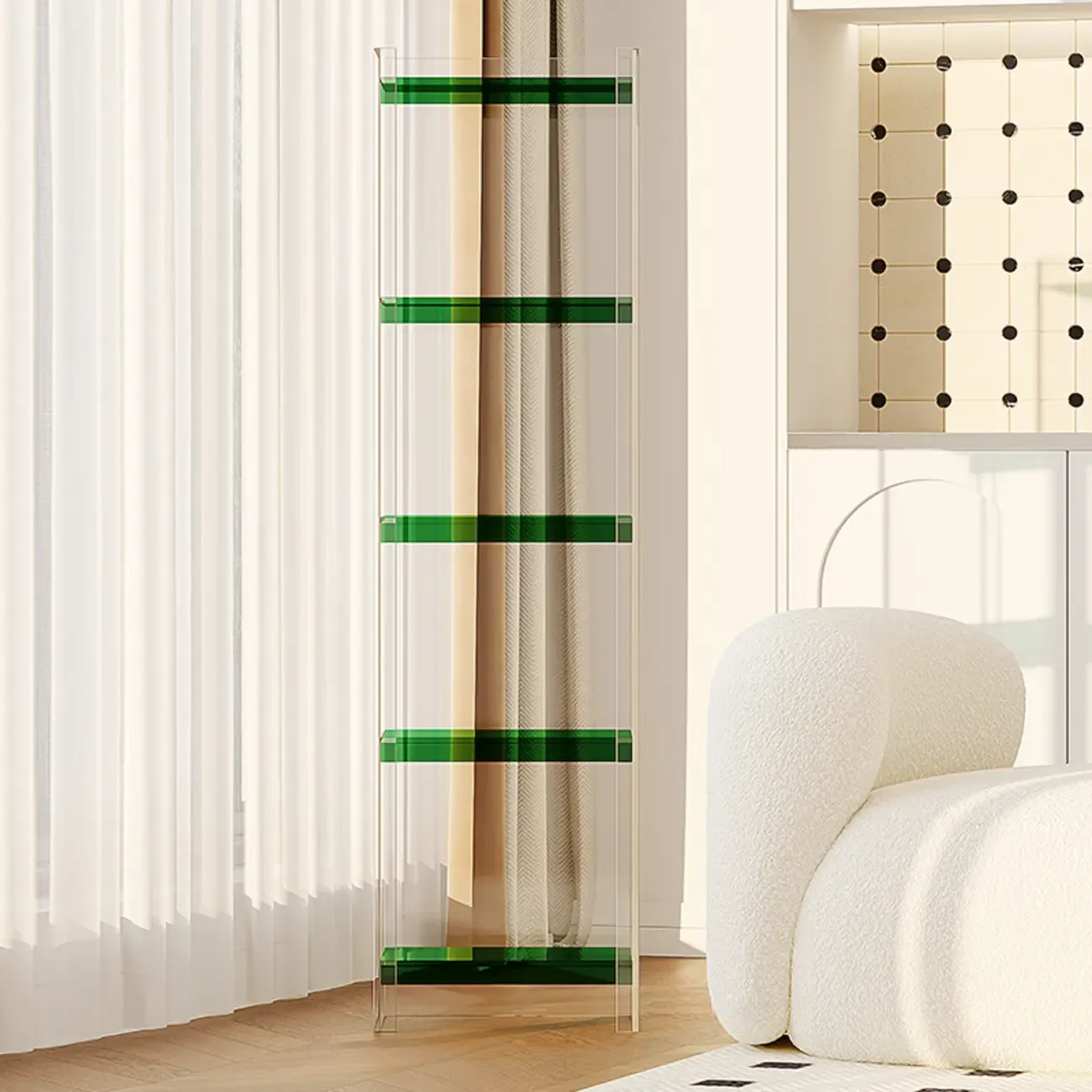 Minimalism Clear Acrylic 4-Tier Vertical Narrow Bookcase Image - 25