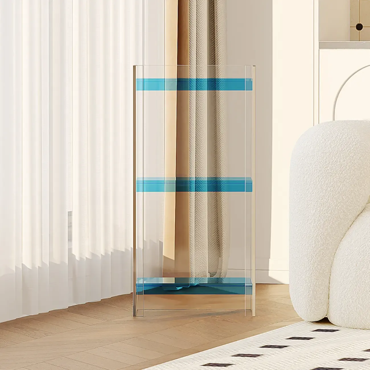 Minimalism Clear Acrylic 4-Tier Vertical Narrow Bookcase Image - 26