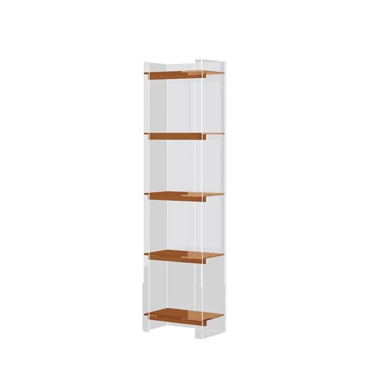 Minimalism Clear Acrylic 4-Tier Vertical Narrow Bookcase Image - 32 | homeyfad