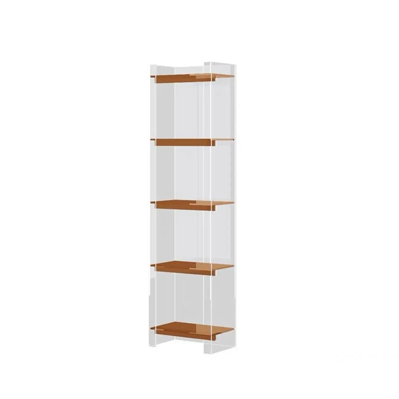 Minimalism Clear Acrylic 4-Tier Vertical Narrow Bookcase Image - 32