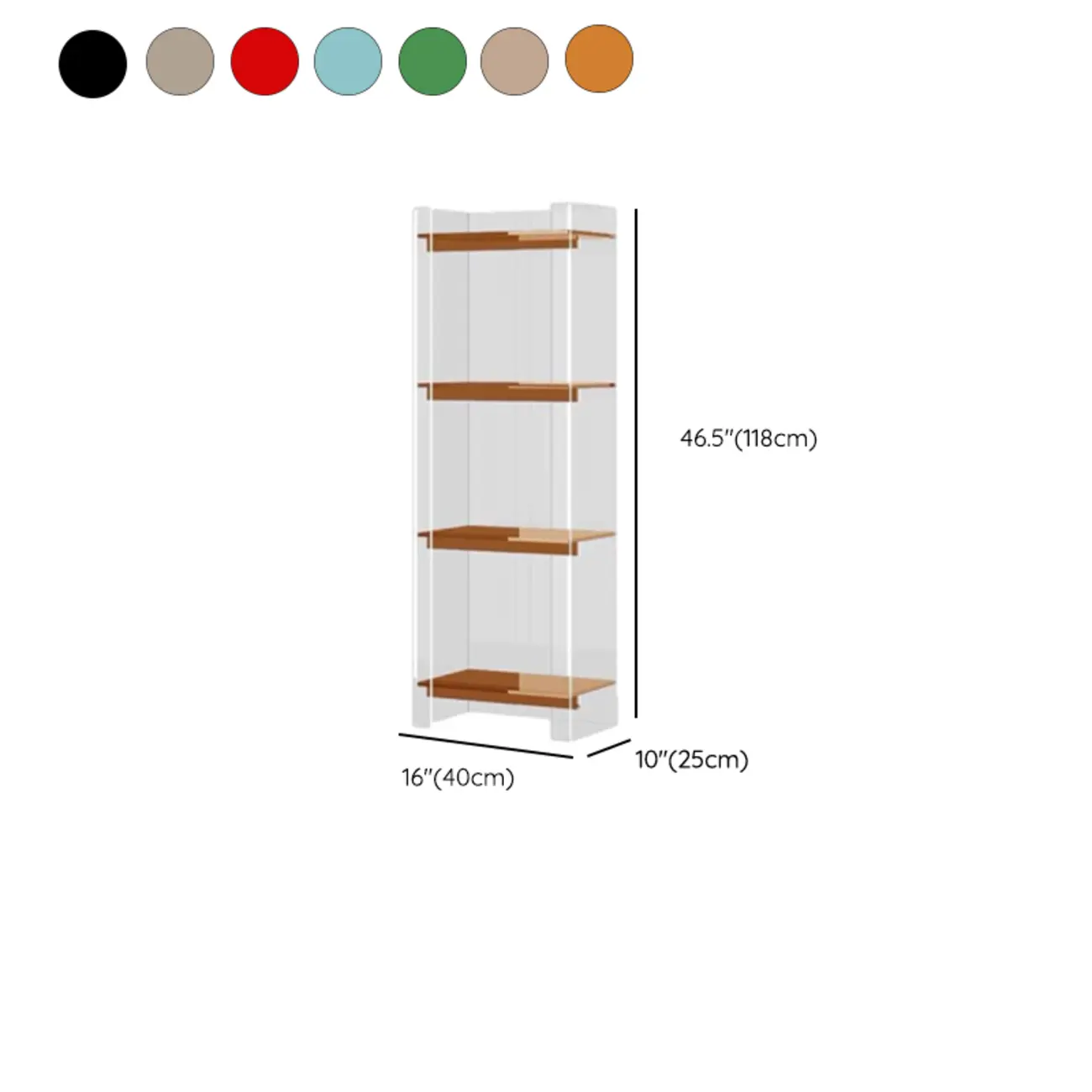 Minimalism Clear Acrylic 4-Tier Vertical Narrow Bookcase Image - 9 | homeyfad