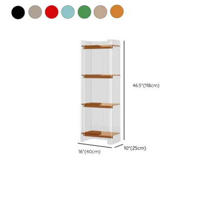 Minimalism Clear Acrylic 4-Tier Vertical Narrow Bookcase Image - 9