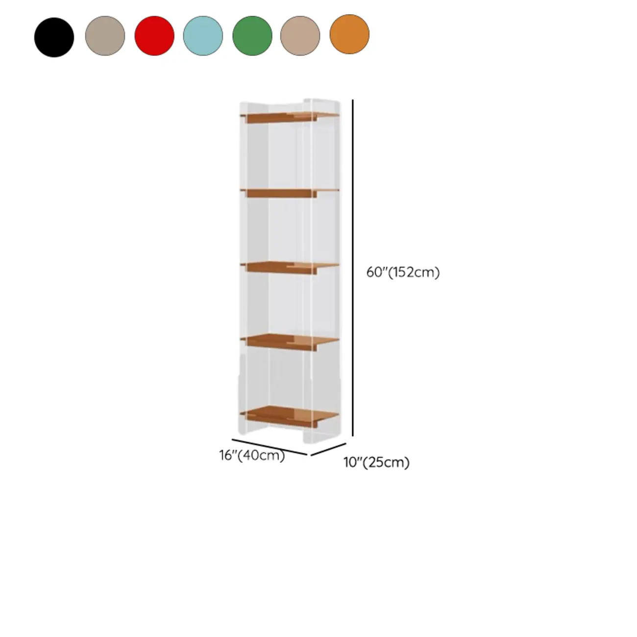Minimalism Clear Acrylic 4-Tier Vertical Narrow Bookcase Image - 10 | homeyfad