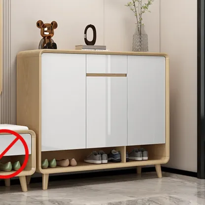 Natural Solid Wood Shoe Cabinet for Entryway Image - 3