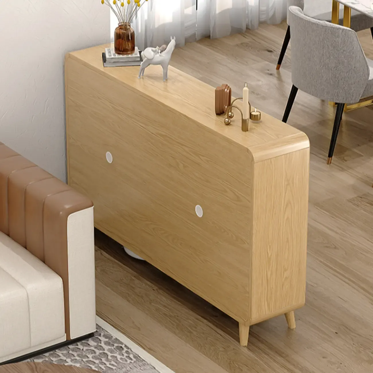 Natural Solid Wood Shoe Cabinet for Entryway Image - 5