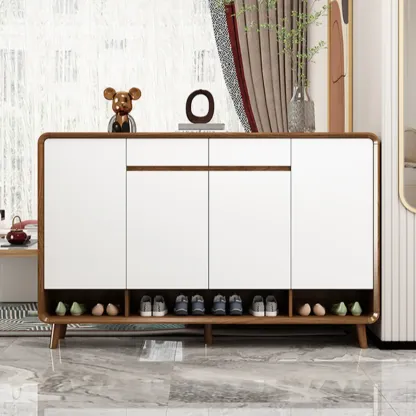 Natural Solid Wood Shoe Cabinet for Entryway Image - 6
