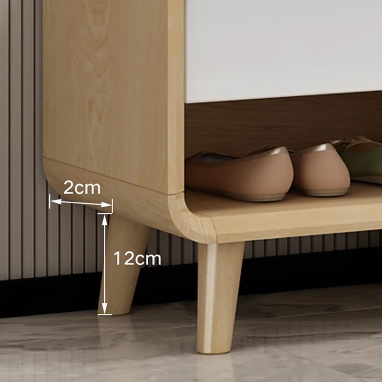Natural Solid Wood Shoe Cabinet for Entryway Image - 12 | homeyfad