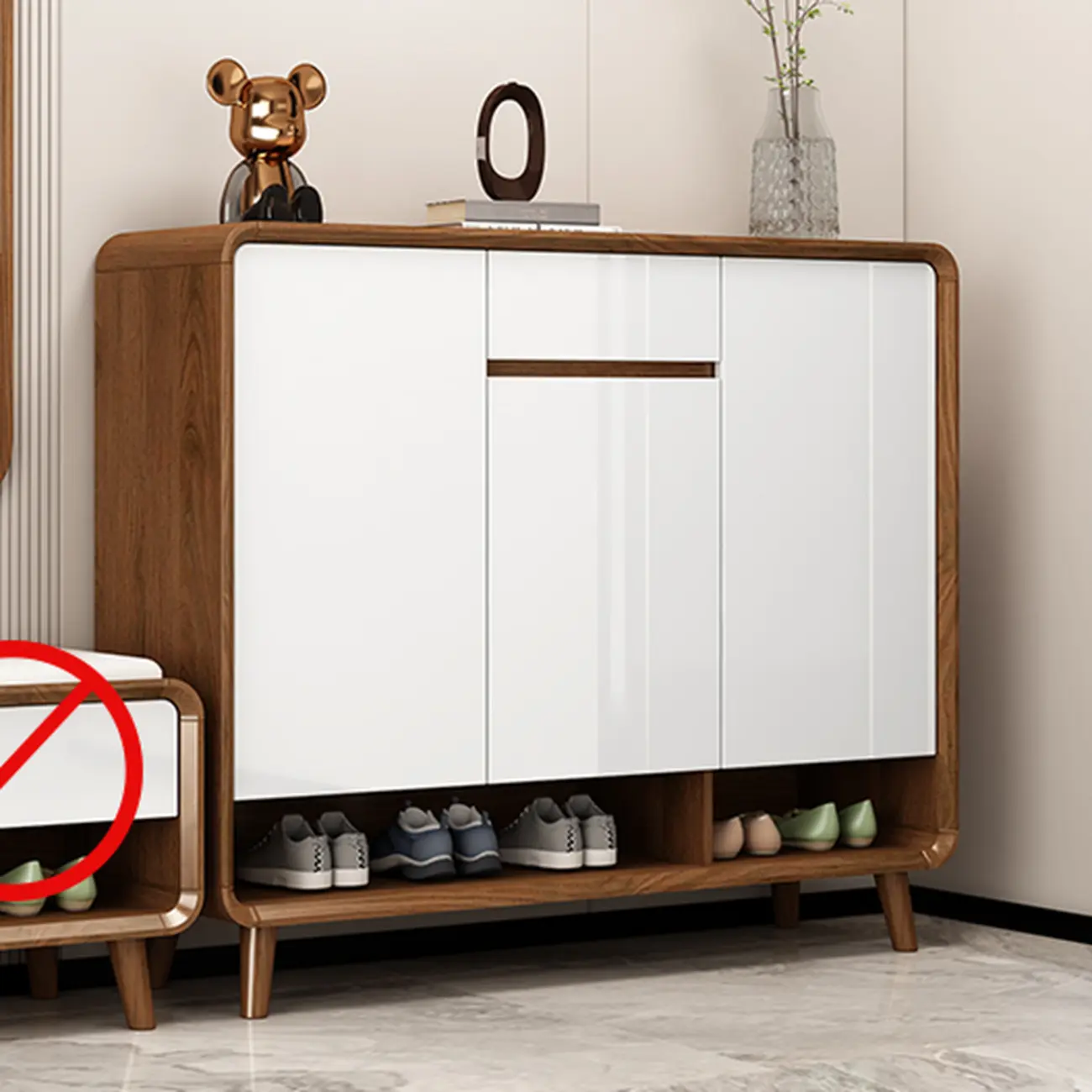 Natural Solid Wood Shoe Cabinet for Entryway Image - 13 | homeyfad