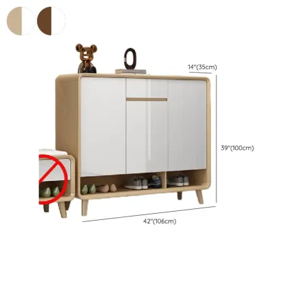 Natural Solid Wood Shoe Cabinet for Entryway Image - 18