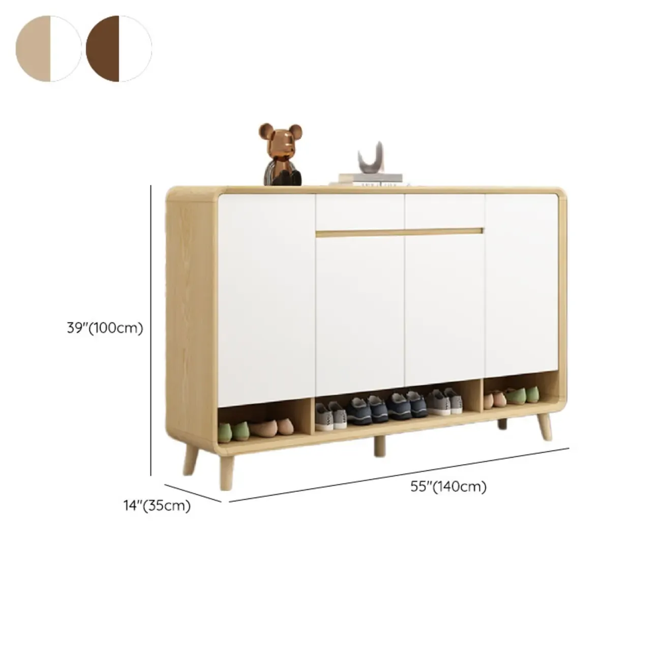 Natural Solid Wood Shoe Cabinet for Entryway Image - 20