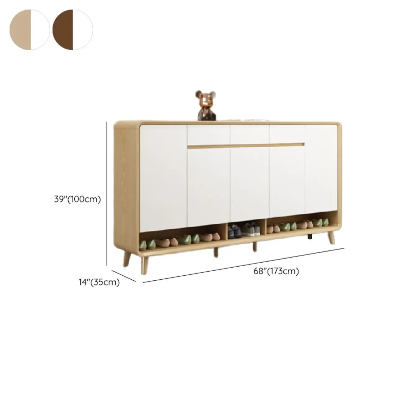 Natural Solid Wood Shoe Cabinet for Entryway Image - 22