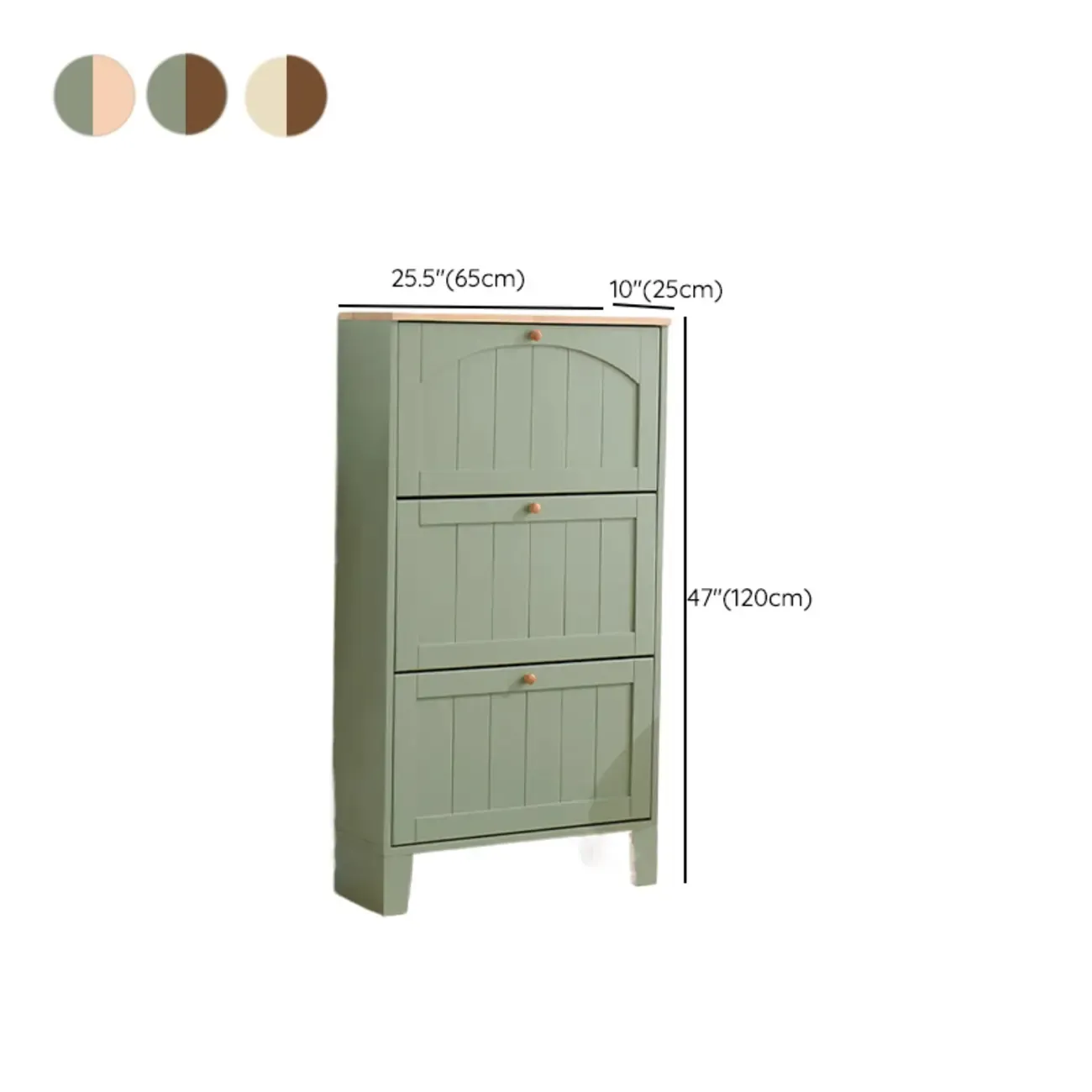 Entryway White/ Tawny Wooden Wall-Mounted Shoe Cabinet Image - 16