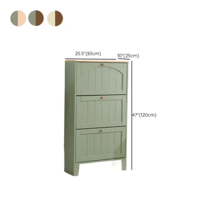 Entryway White/ Tawny Wooden Wall-Mounted Shoe Cabinet Image - 16